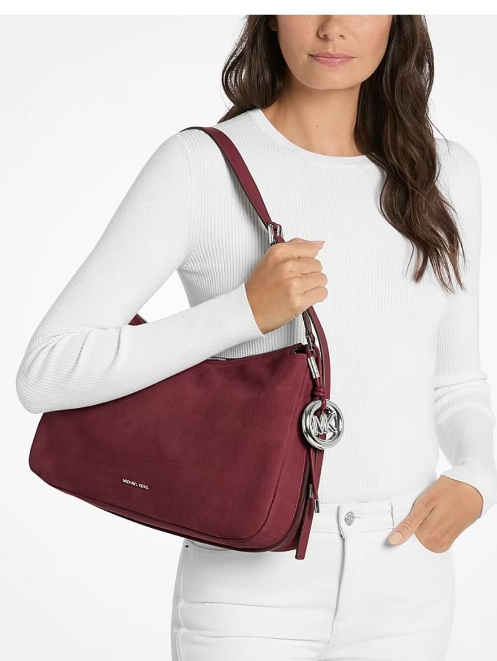Michael Kors Suede Shoulder Bag in Deep Wine NWT Gorgeous Bag!